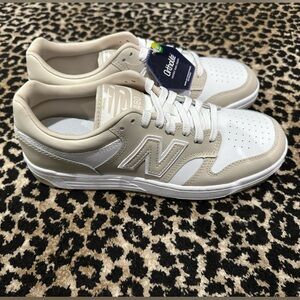 New Balance 480 Unisex White and Tan Sneakers